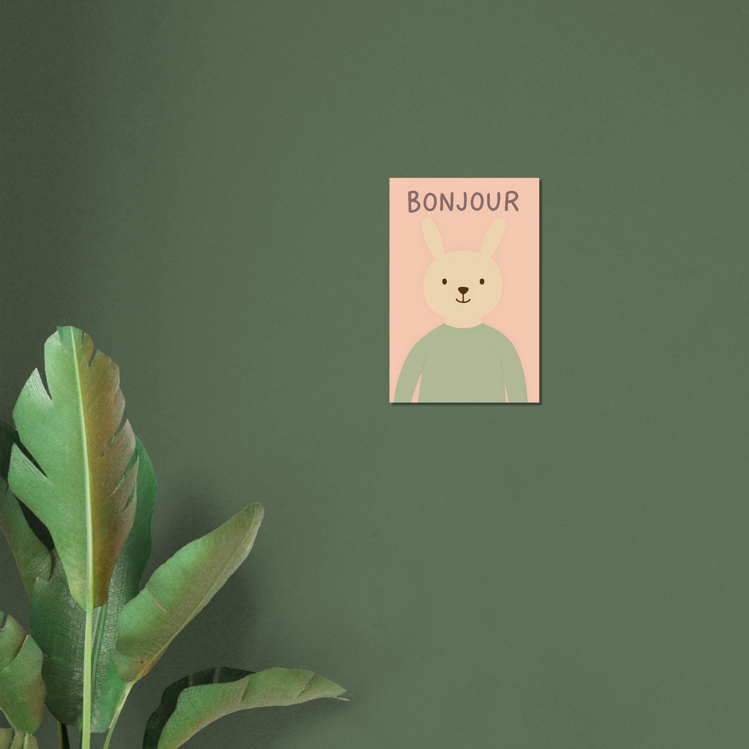 Bonjour Bunny Poster - Adorable Nursery Decor for Baby Girl - Classic Matte Art Print 40x60 cm 16x24″