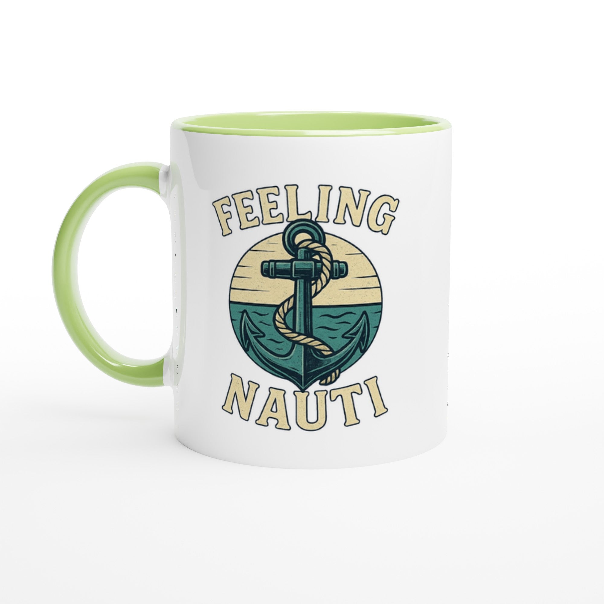Feeling Nauti Mug - Ceramic Coffee Cup for Sailors & Sea Lovers - Nautical Gift Ceramic Green