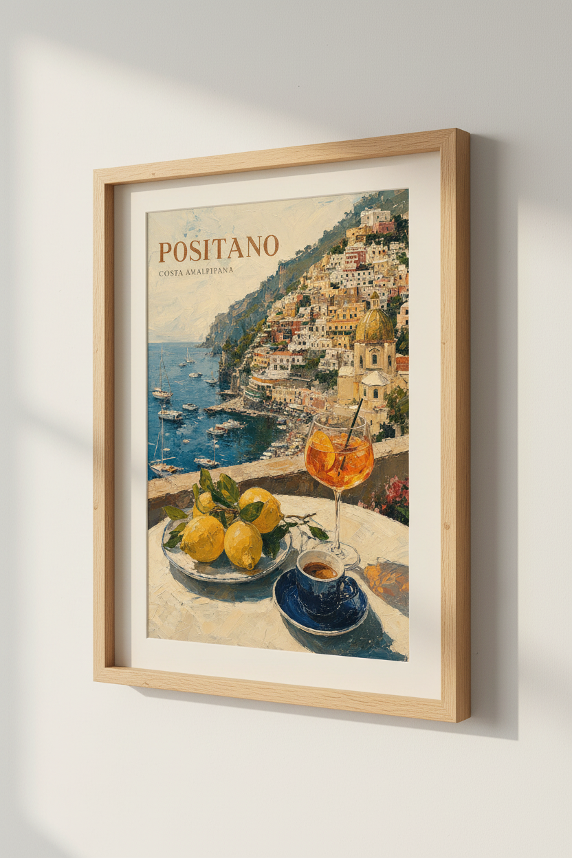 Positano Amalfi Coast Art | Italian Summer Oil Painting, Kitchen Wall Decor