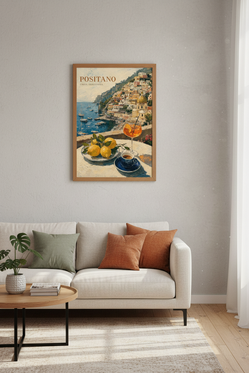 Positano Amalfi Coast Art | Italian Summer Oil Painting, Kitchen Wall Decor