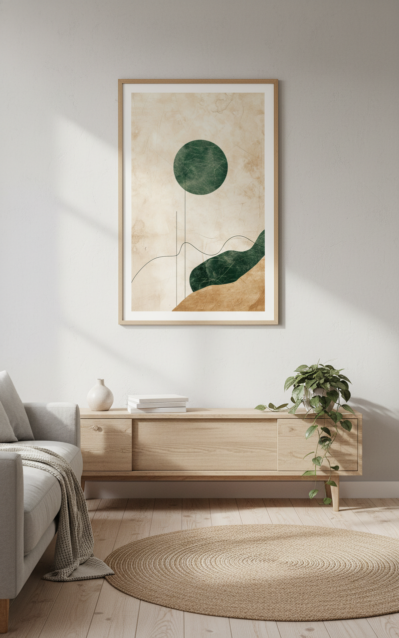 Stillness in Shape – Earth & Emerald Abstract Art Print