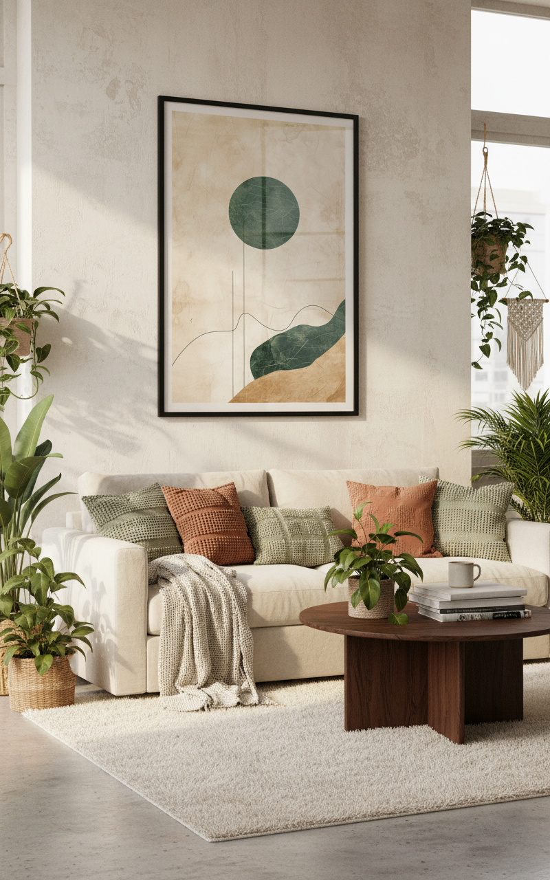 Stillness in Shape – Earth & Emerald Abstract Art Print