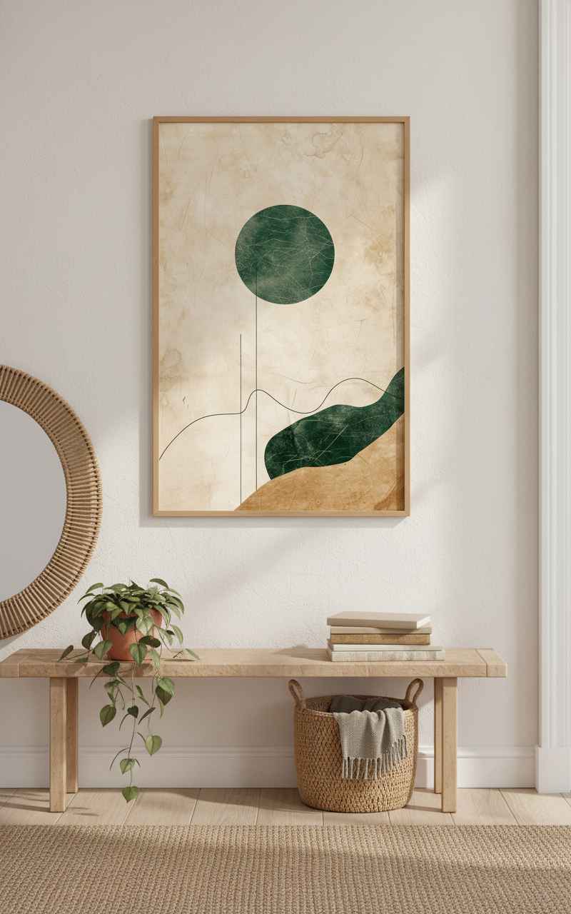 Stillness in Shape – Earth & Emerald Abstract Art Print