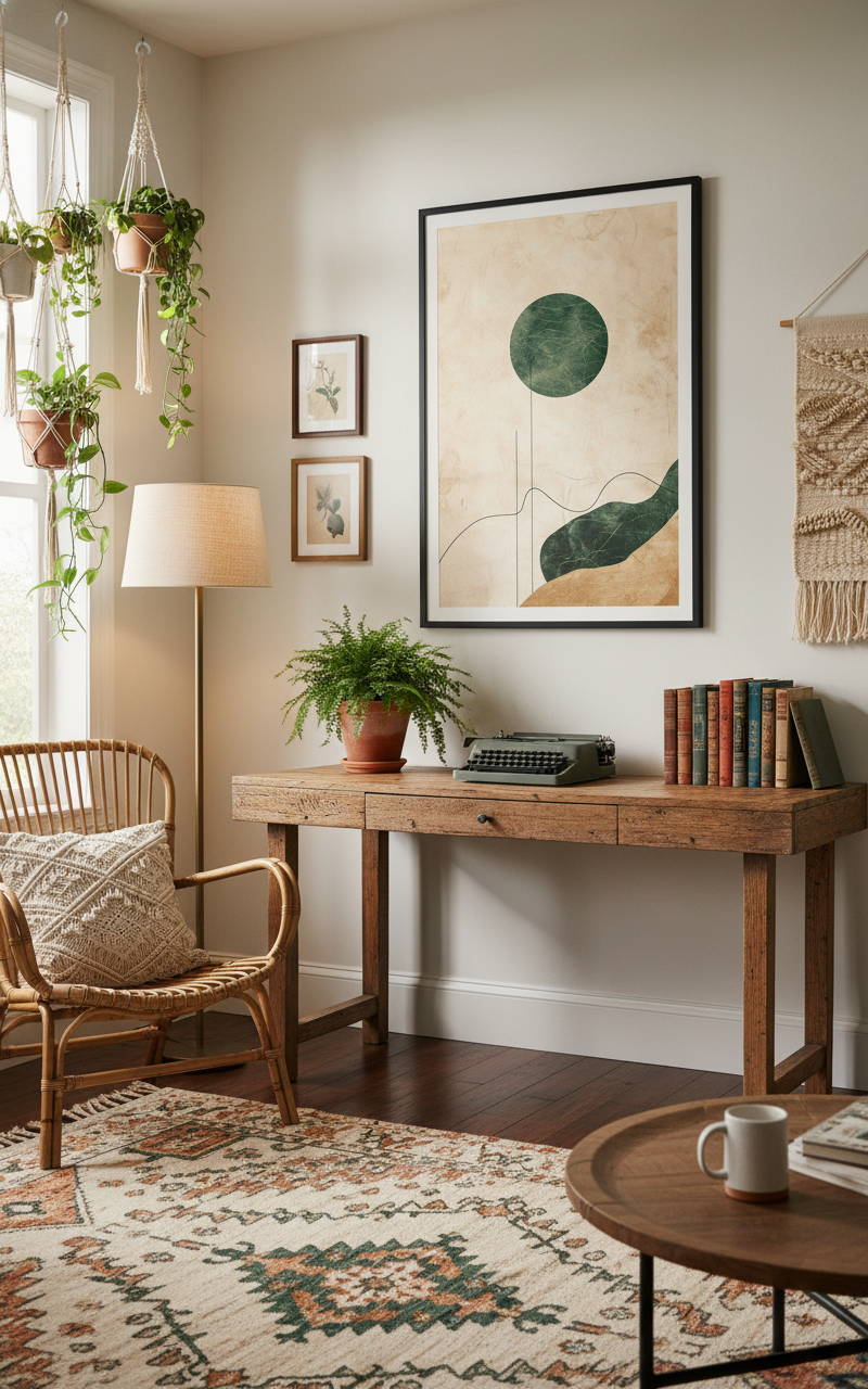 Stillness in Shape – Earth & Emerald Abstract Art Print