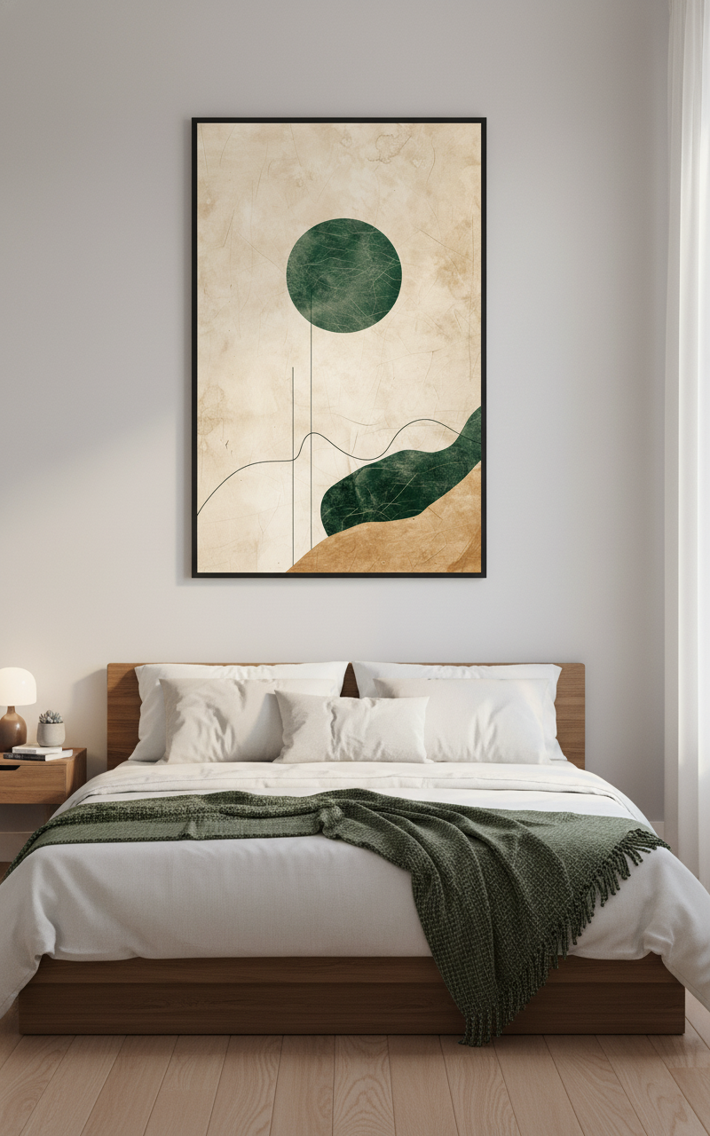 Stillness in Shape – Earth & Emerald Abstract Art Print