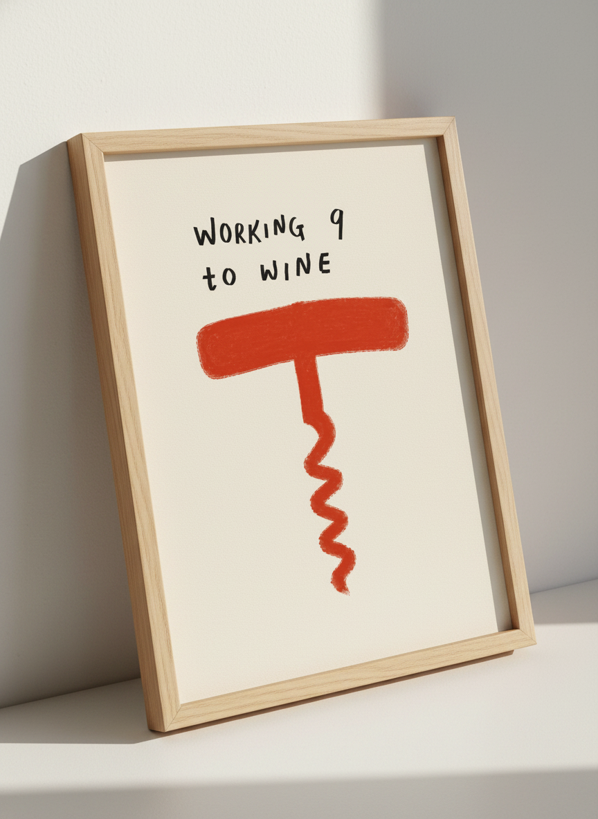 Humorous Quote Corkscrew Wall Art Print | Kitchen Bar Decor | Funny Wine Lover Poster | Minimalist Text Art