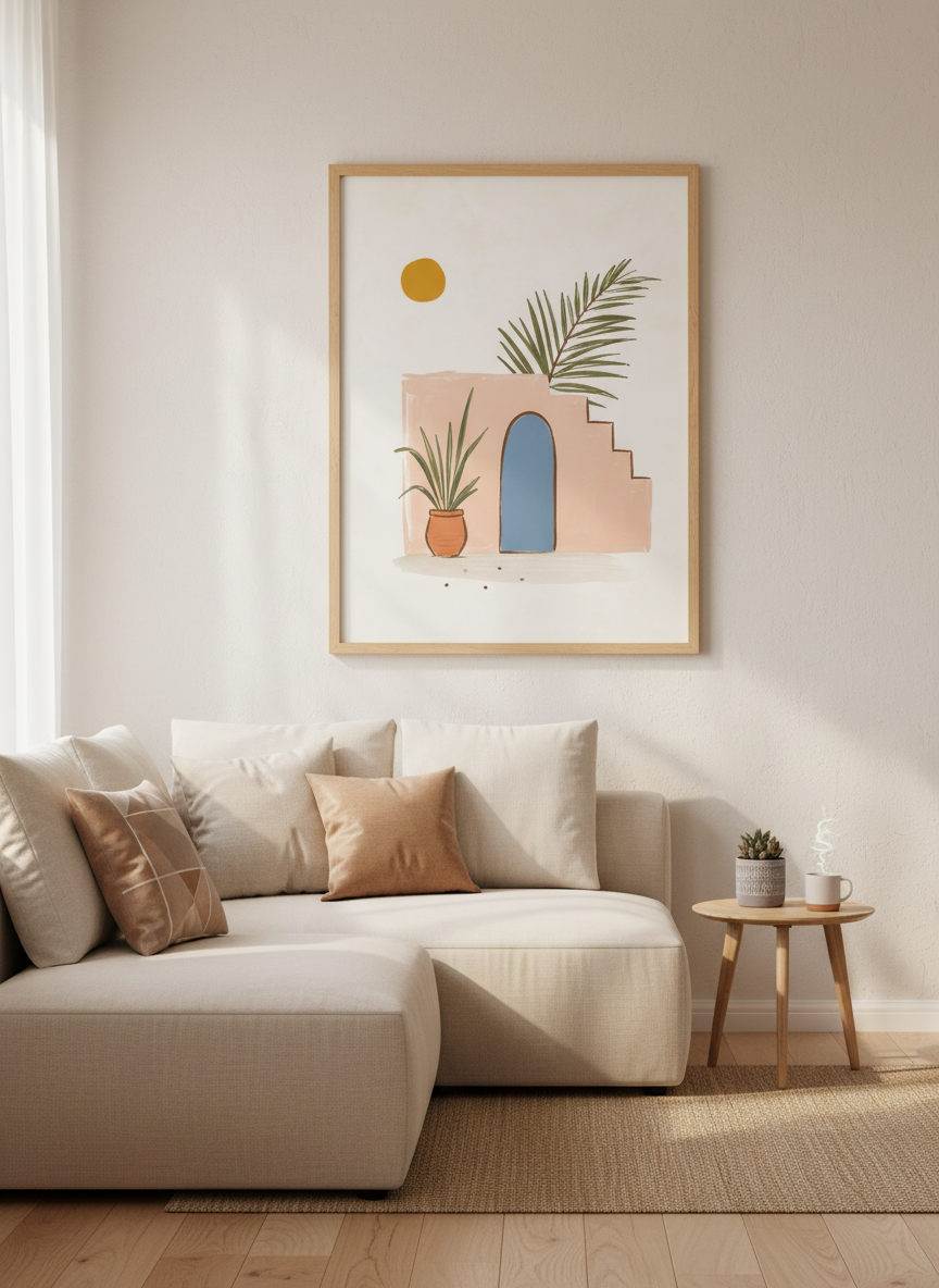 Boho Moroccan Arch Wall Art Print | Desert Terracotta Decor | Minimalist Poster