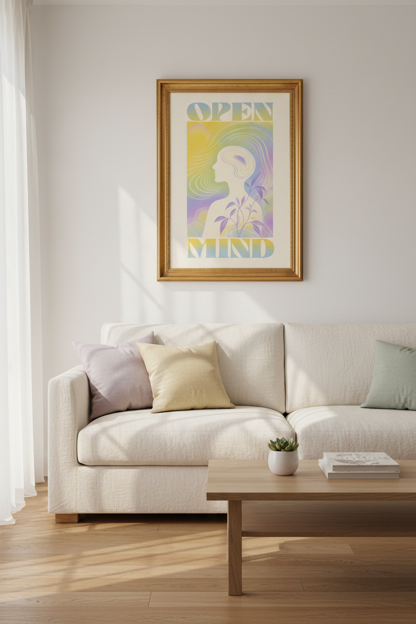 Open Mind Poster | Pastel Abstract, Bedroom Decor