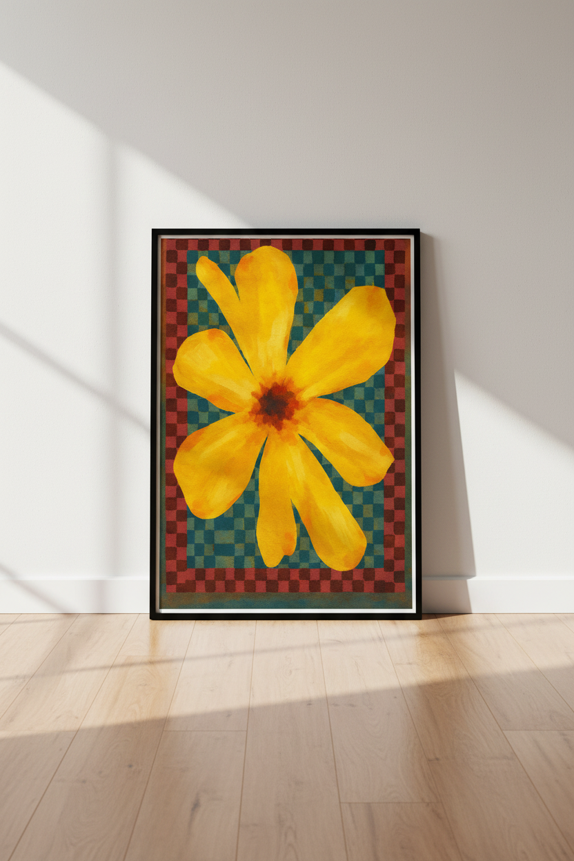 Abstract Yellow Floral Wall Art | Framed & Digital