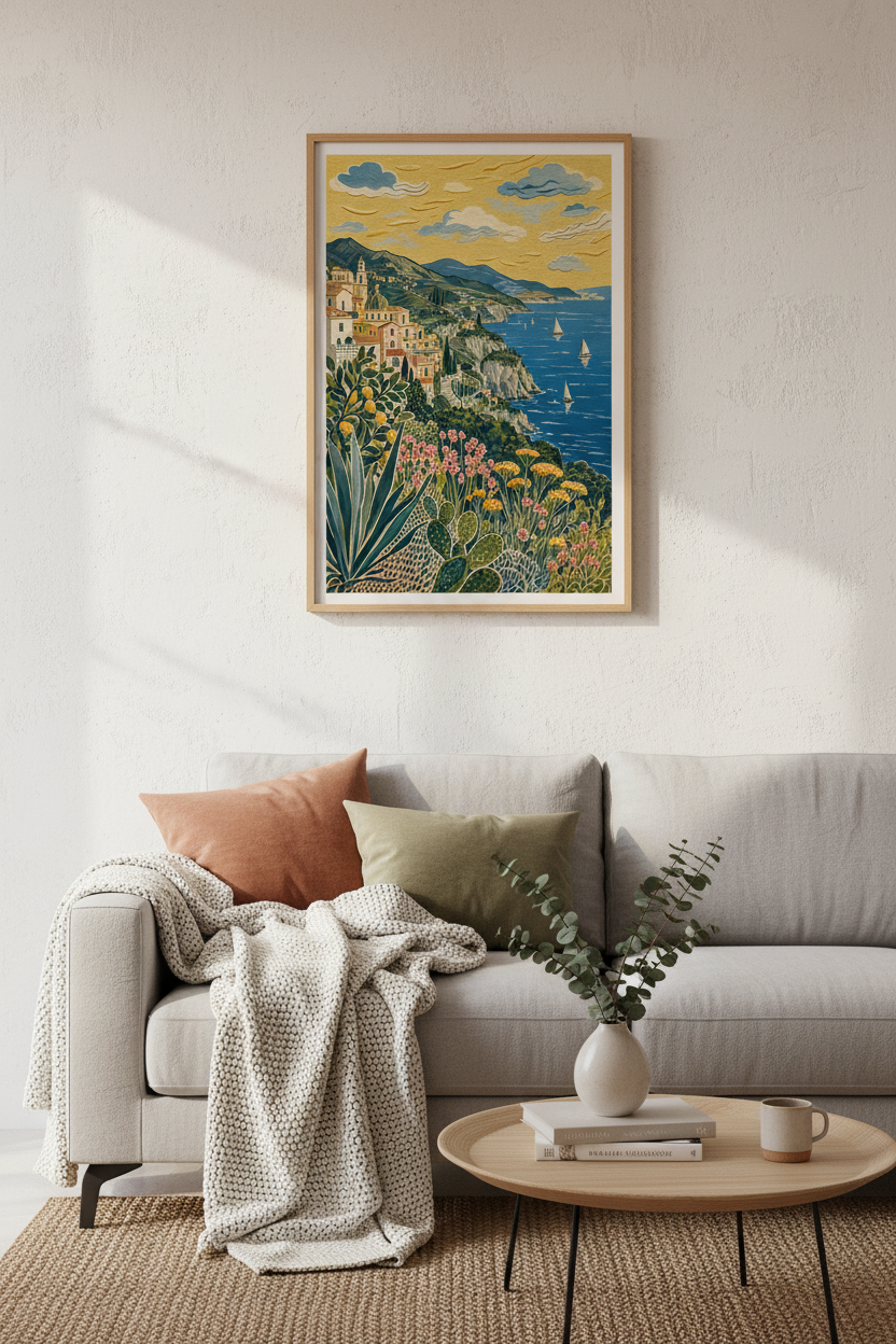 Amalfi Coast | Mediterranean Landscape, Italian Coastal Wall Art Poster