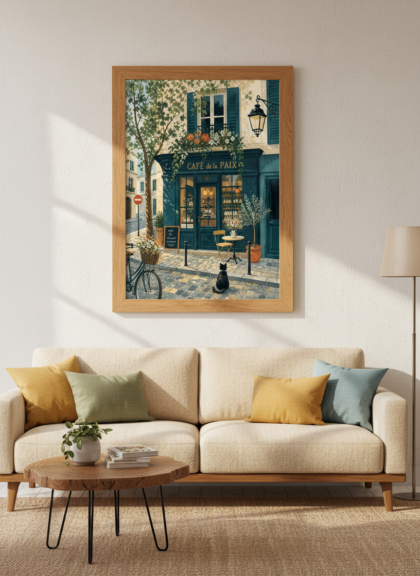 French Cafe Paris Wall Art Print | Kitchen Street Scene Decor | Aesthetic Poster