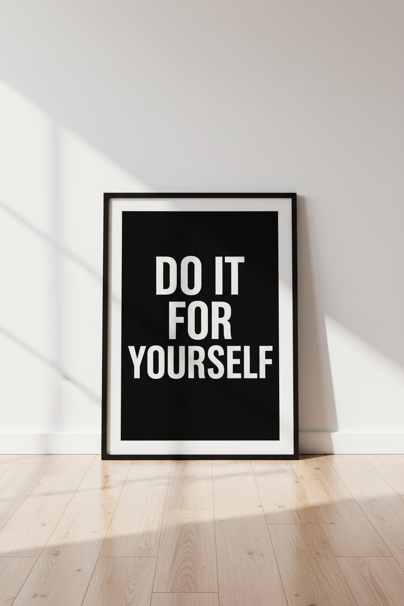 Minimalist Inspirational Quote Wall Art Print | Office Gym Decor | Motivational Poster | "Do It For Yourself" Canvas