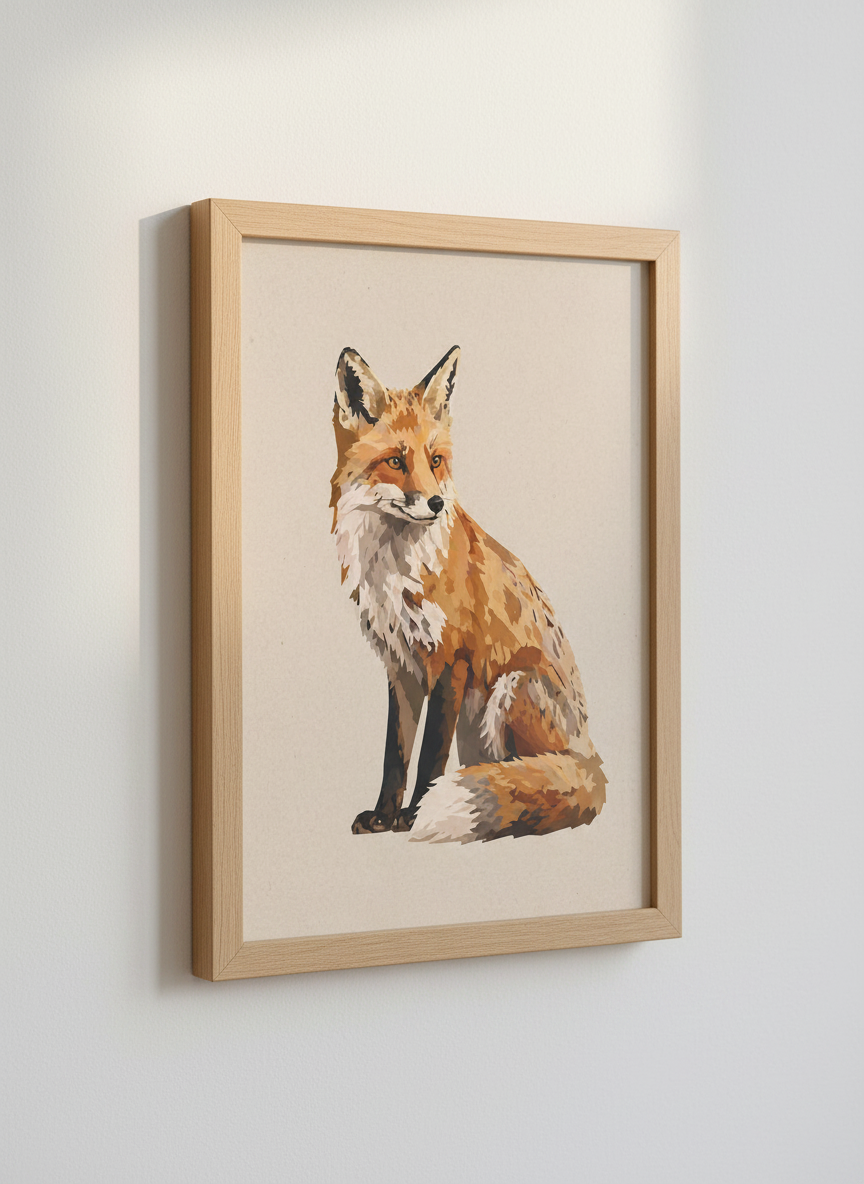 Abstract Fox Wall Art Print | Woodland Nursery Decor | Rustic Boho Poster | Framed Unframed Digital Instant Download