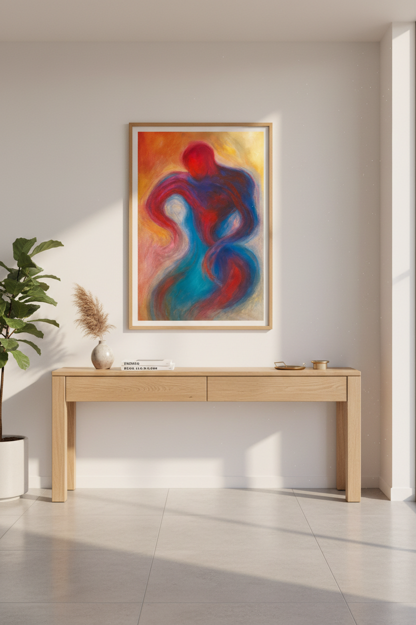 Abstract Figurative Frame Art | Energetic Wall Decor | Modern Home Aesthetics | Ready to Hang Love Couple Poster