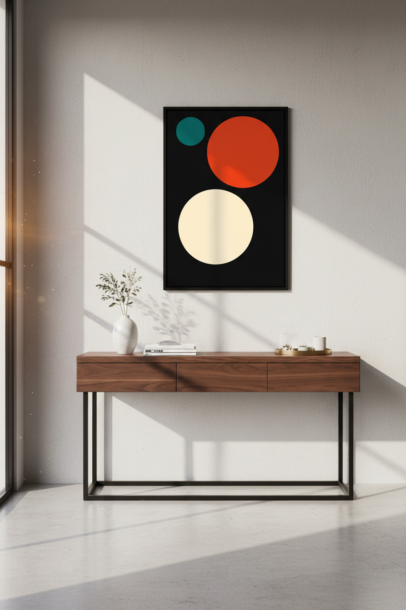 Minimalist Abstract Circles Wall Art Print | Mid-Century Modern Living Room Decor | Geometric Aesthetic Poster