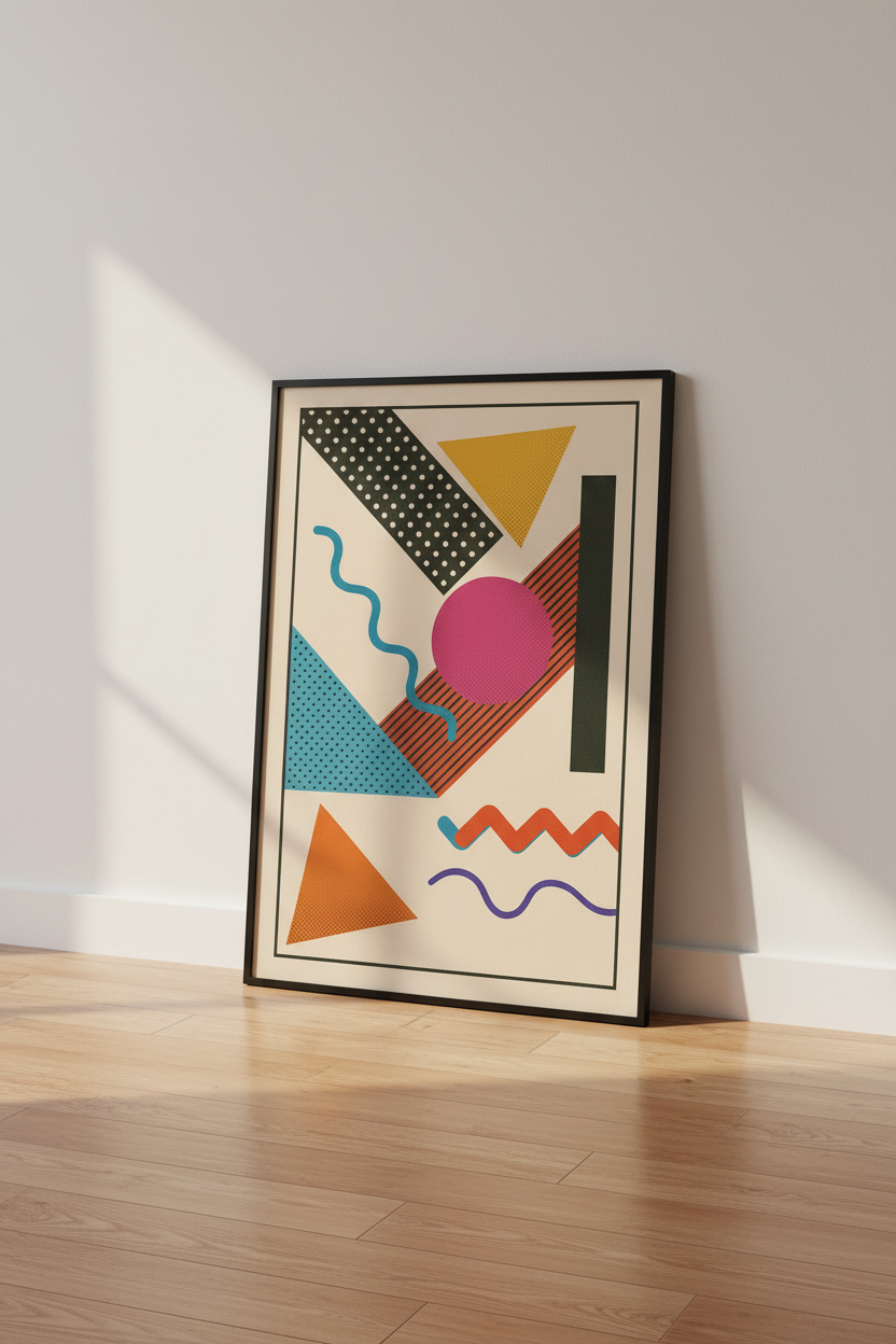 Retro Abstract Geometric Wall Art Print | Mid Century Modern Decor | Eclectic 80s Poster | Living Room Bedroom Art