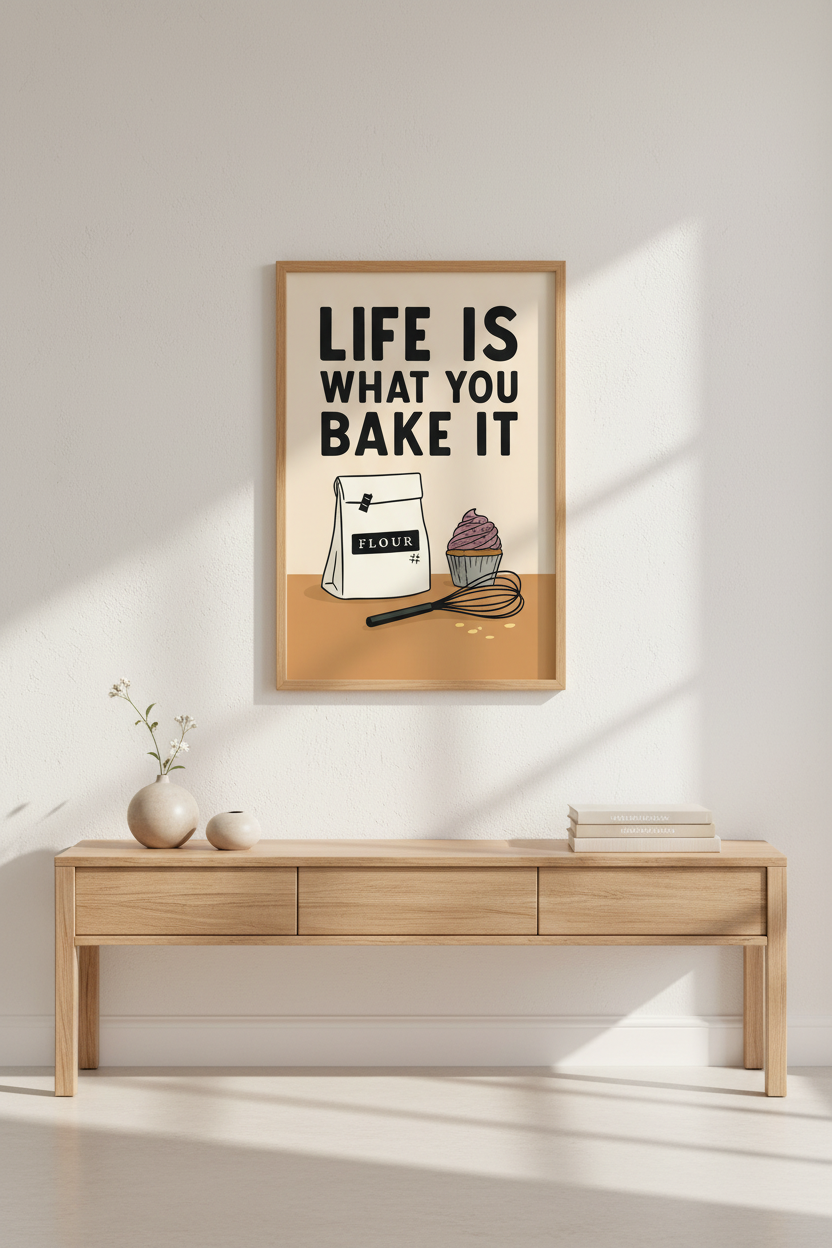 Humorous Kitchen Framed Wall Art | Bakery Decor Quote Poster | Foodie Gift | Fun Cooking Print | Ready to Hang Baking Art
