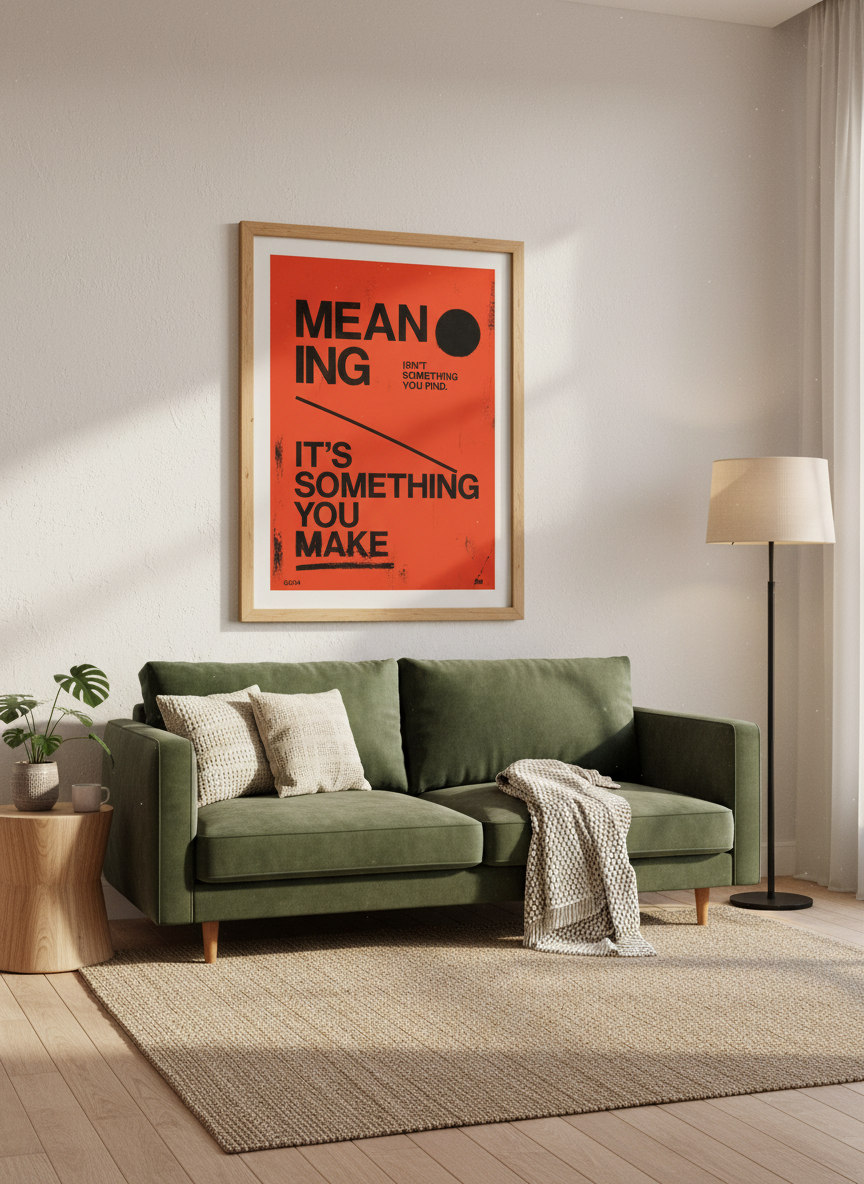 Meaning Quote Wall Art | Red Black Typographic Poster Print | Office Decor, Gift