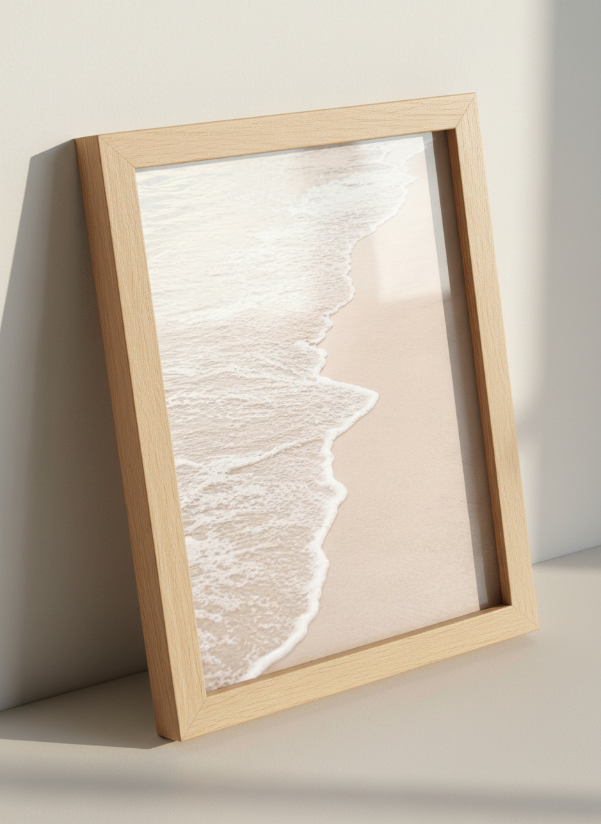 Minimalist Beach Wall Art Print | Coastal Bathroom Decor | Aesthetic Ocean Wave Poster | Neutral Beach House Decor Art