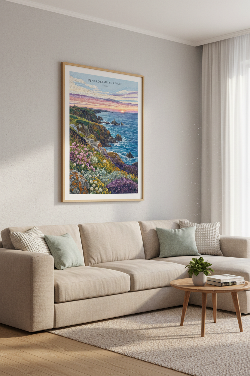Pembrokeshire Coast Wales Wall Art | Coastal Sunset Print, Nature Decor