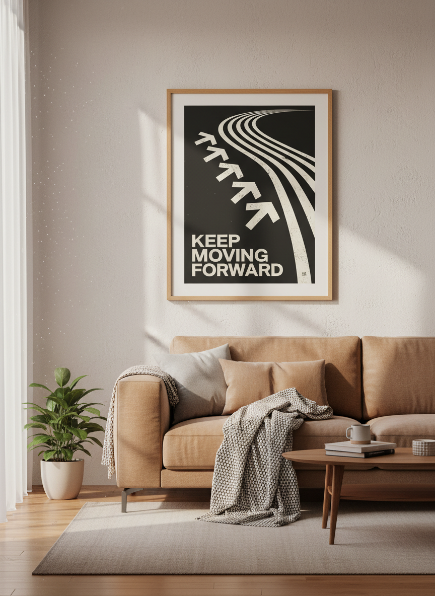Keep Moving Forward Art | Motivational Black White Poster | Office Decor Gift Ideas