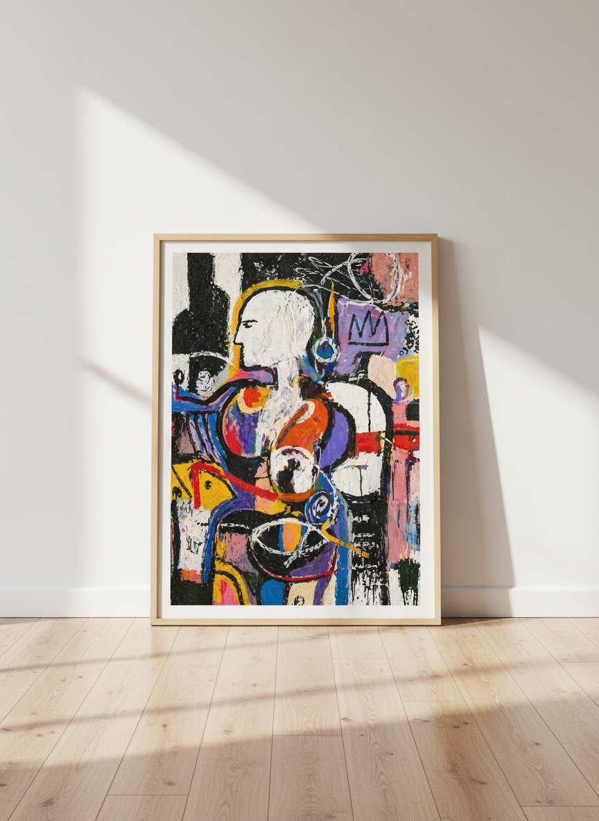 Abstract Figure Wall Art Print | Bold Colors Home Decor | Modern Gallery Poster