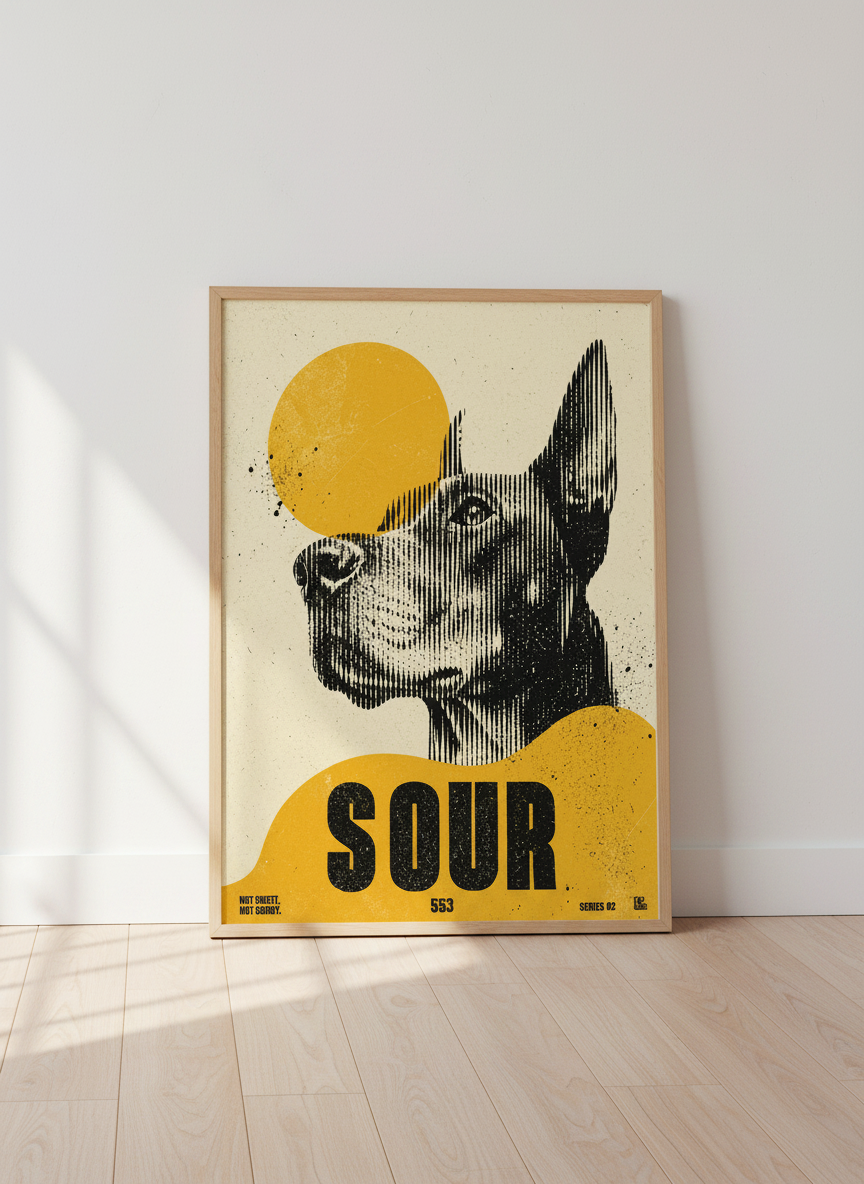 Dog Pop Art Print | Mid-Century Modern Animal Wall Decor | Sour Retro Poster