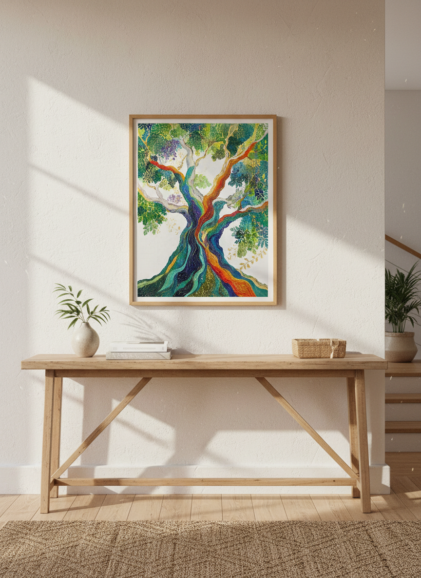 Rainbow Tree of Life Wall Art | Colorful Botanical Print | Modern Boho Decor