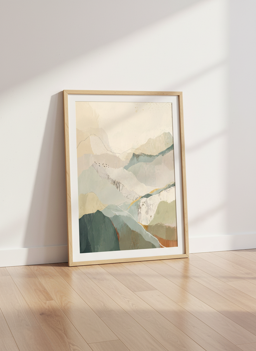 Abstract Mountain Art Print | Earth Tone Landscape, Nature Wall Decor