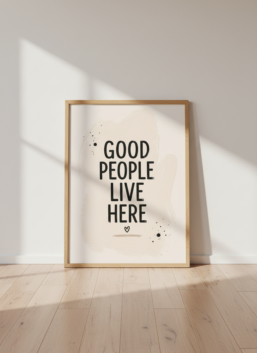 Good People Live Here Print | Boho Home Decor, Positive Quote Wall Art