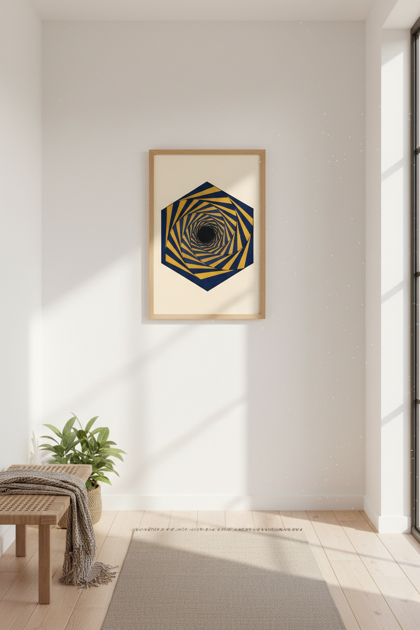 Abstract Geometric Wall Art Print | Optical Illusion Decor | Modern Home Aesthetic Framed Poster