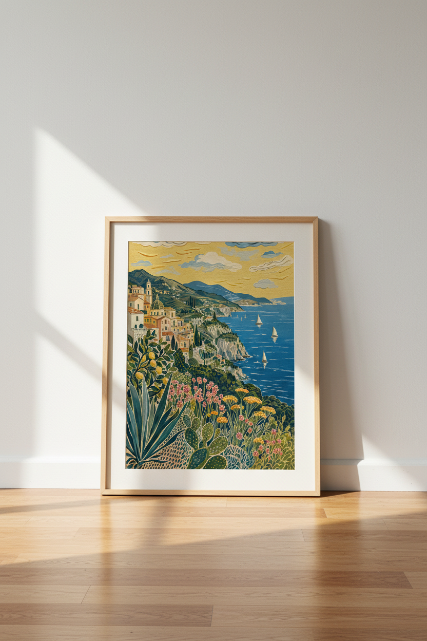 Amalfi Coast | Mediterranean Landscape, Italian Coastal Wall Art Poster