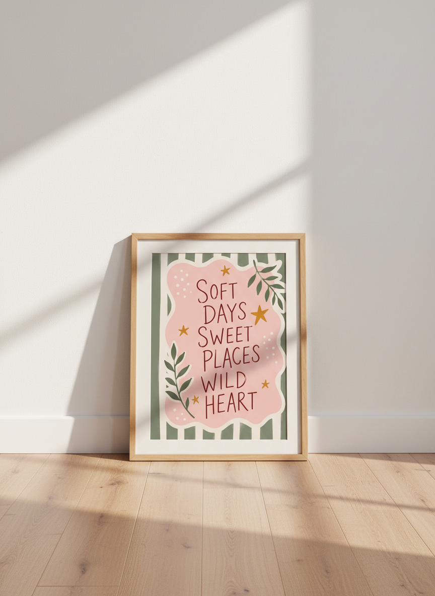 Boho Quote Wall Art | "Soft Days" Print | Bedroom Decor | Trendy Aesthetic Poster