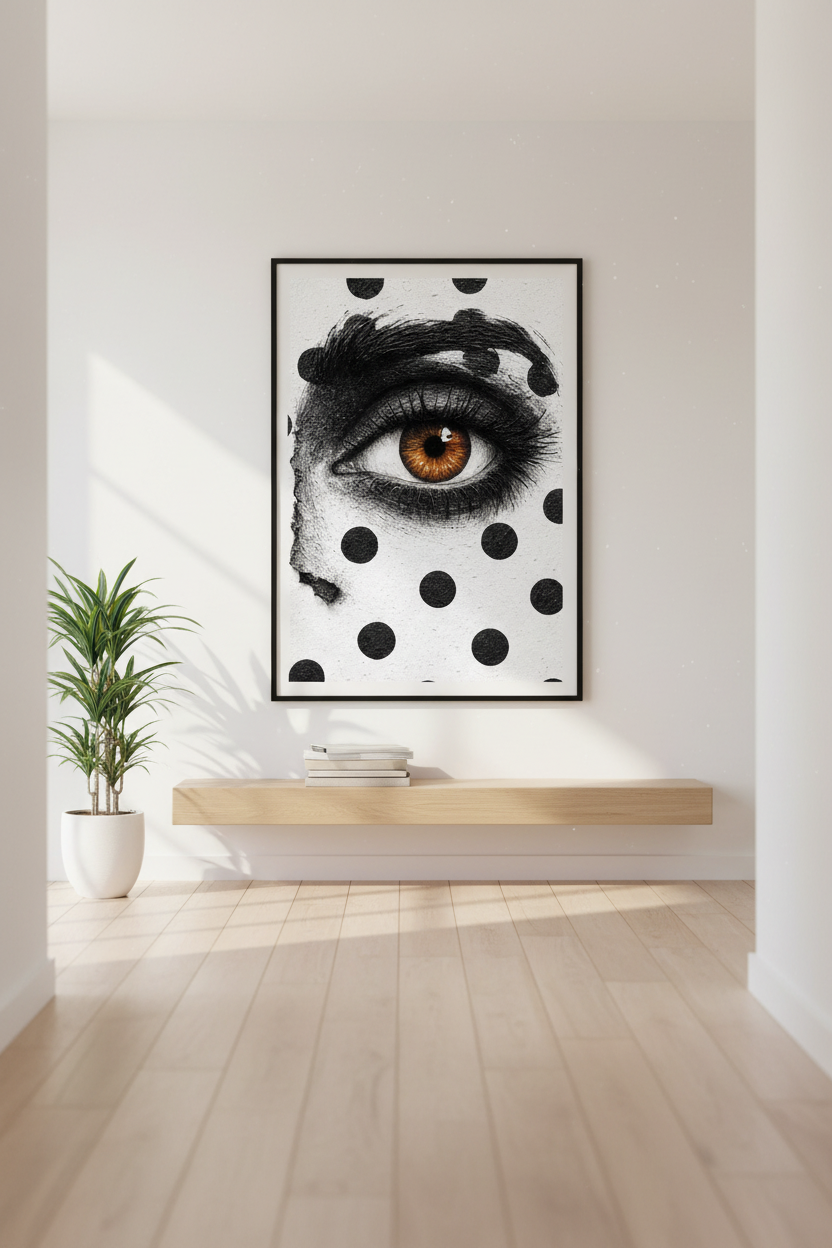 Abstract Eye Wall Art Print | Modern Office Decor | Polka Dot Framed Poster | Aesthetic Home Wall Art | Bedroom Art