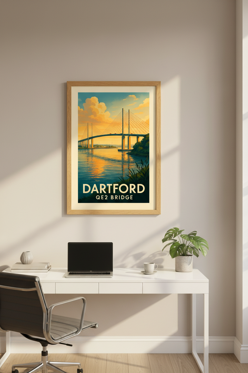 Dartford Q2 Bridge Art Poster – Framed, Unframed & Digital Print | Kent Wall Art