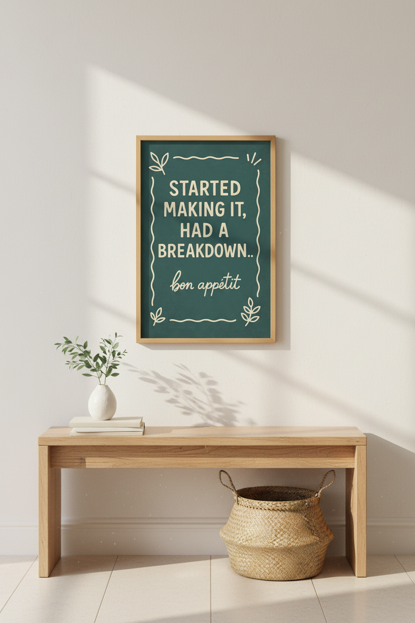 Humorous Quote Kitchen Wall Art Print | Dining Room Decor | Funny Cooking Poster | Teal & Cream French Quote Art Print