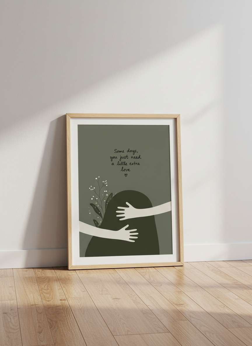 Extra Love Hug Wall Art Print | Boho Bedroom Decor | Cozy Quote Poster