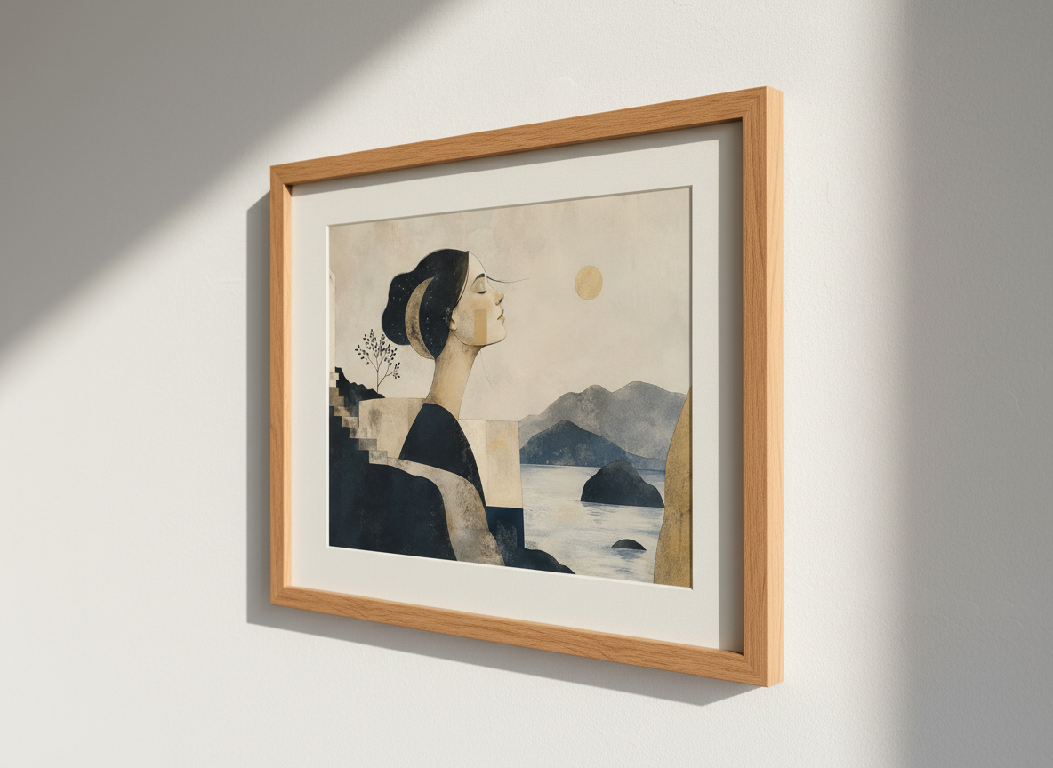 Abstract Woman Serene Wall Art Print | Boho Bedroom Decor | Minimalist Mediterranean Poster | Yoga Studio Art