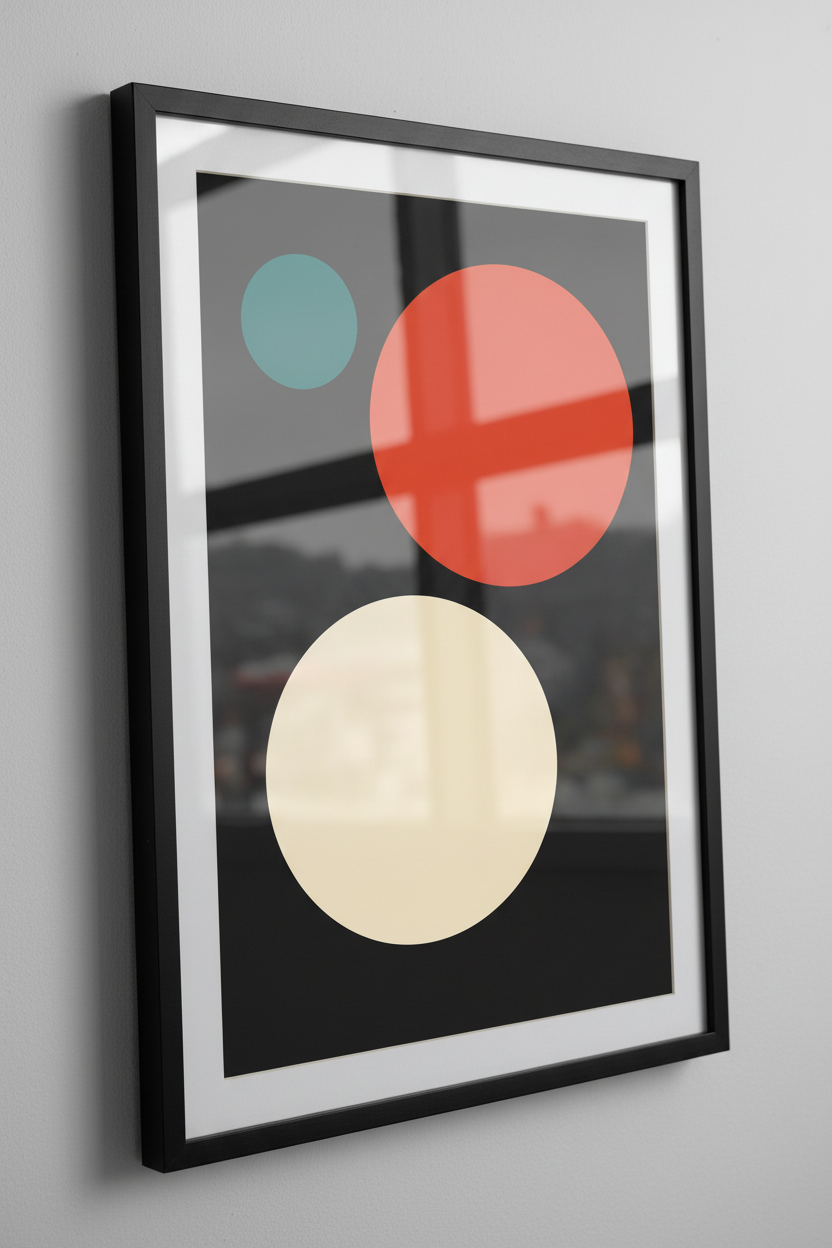 Minimalist Abstract Circles Wall Art Print | Mid-Century Modern Living Room Decor | Geometric Aesthetic Poster