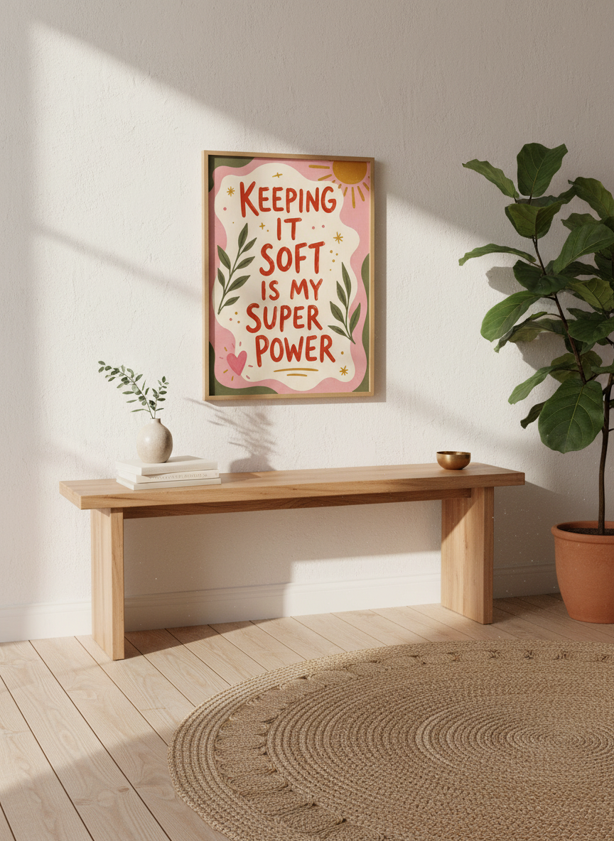 Positive Quote Wall Art | Soft Living Poster, Empowerment Decor, Self-Love Gift