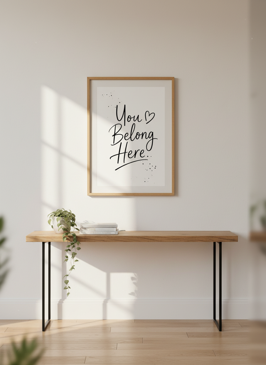 You Belong Here Wall Art Print | Inspirational Quote Decor | Minimalist Poster
