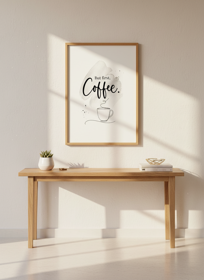 But First, Coffee Wall Art | Kitchen Decor, Cafe Print, Minimalist Coffee Lover Gift