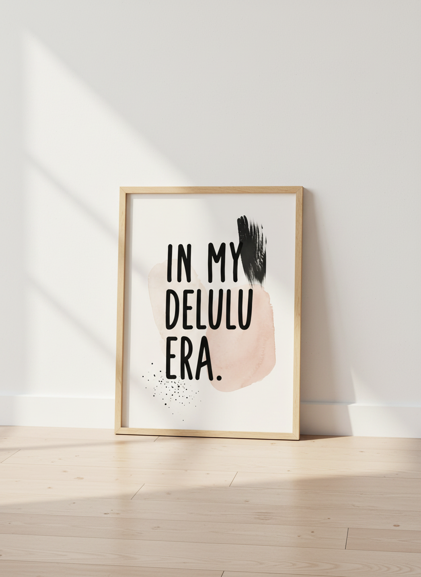 In My Delulu Era Wall Art Print | Trendy Dorm Decor | Minimalist Typography Poster