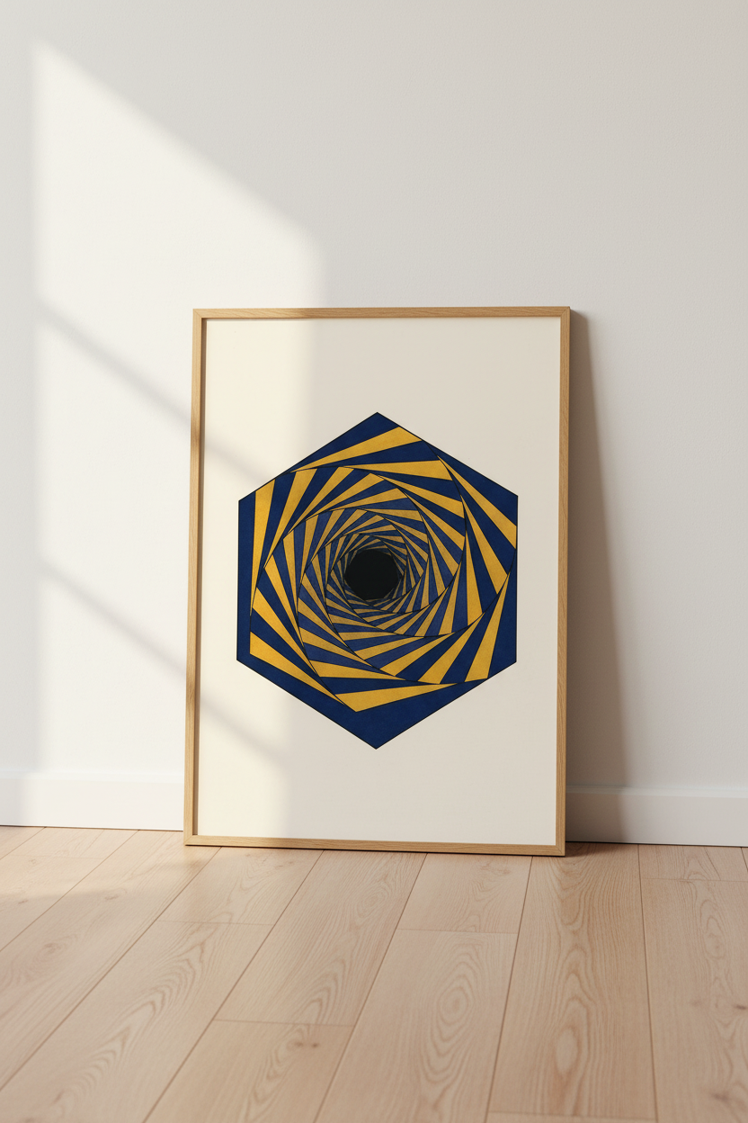 Abstract Geometric Wall Art Print | Optical Illusion Decor | Modern Home Aesthetic Framed Poster