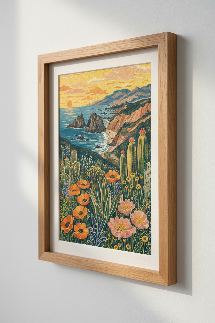 Coastal Desert Sunset Wall Art | California Landscape Print, Boho Living Room Decor