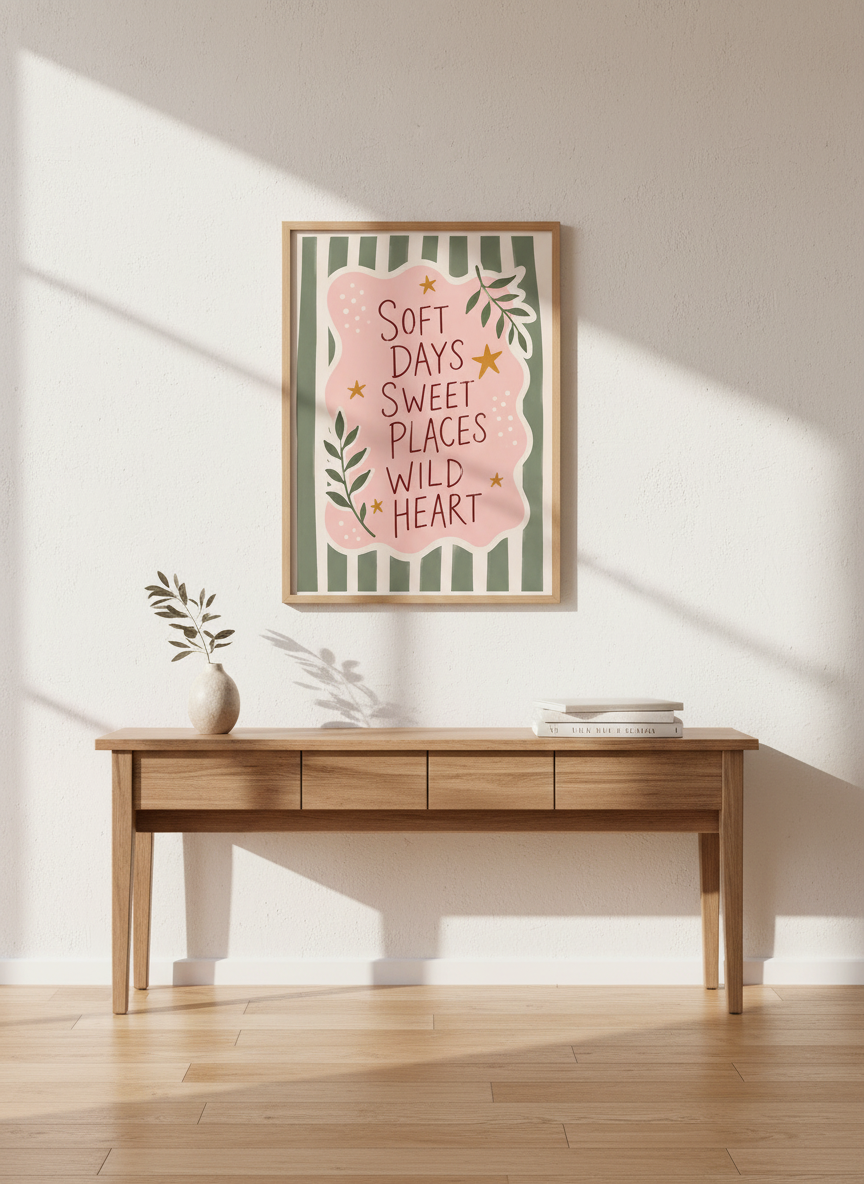Boho Quote Wall Art | "Soft Days" Print | Bedroom Decor | Trendy Aesthetic Poster