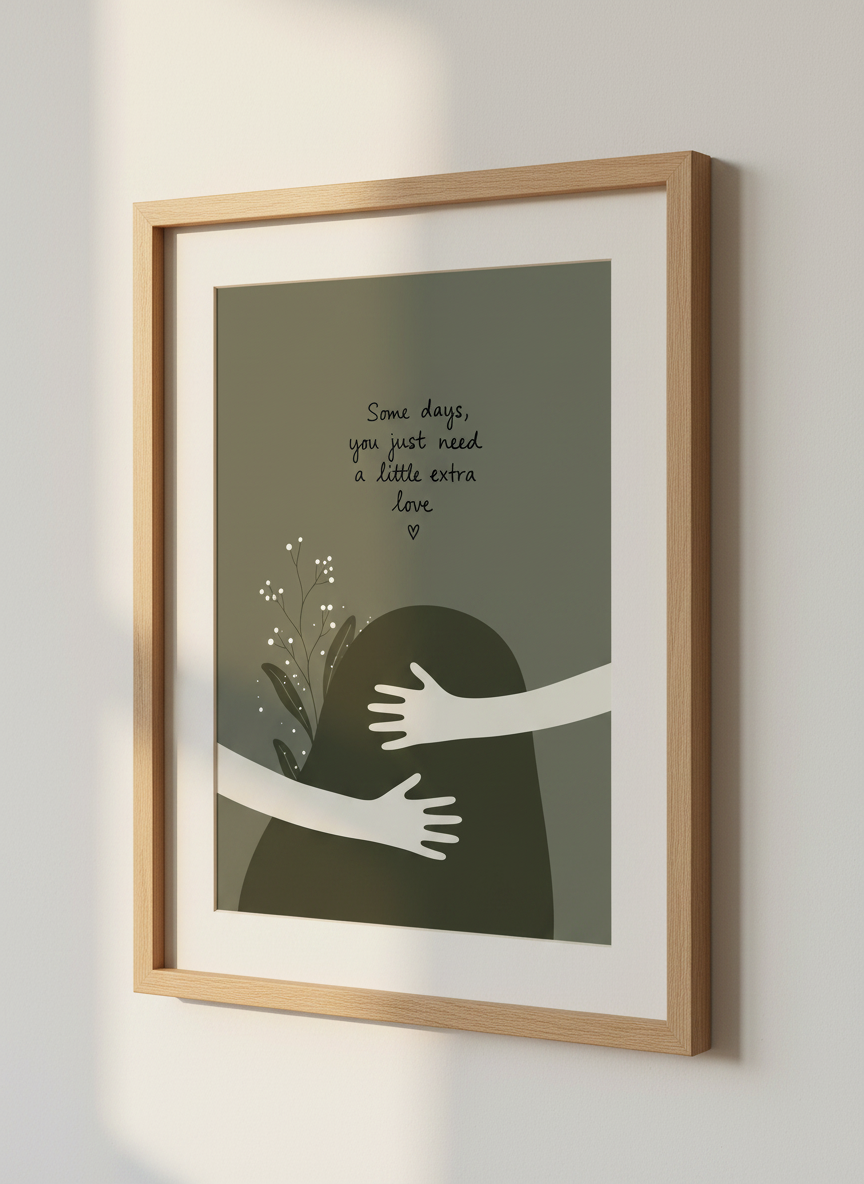 Extra Love Hug Wall Art Print | Boho Bedroom Decor | Cozy Quote Poster