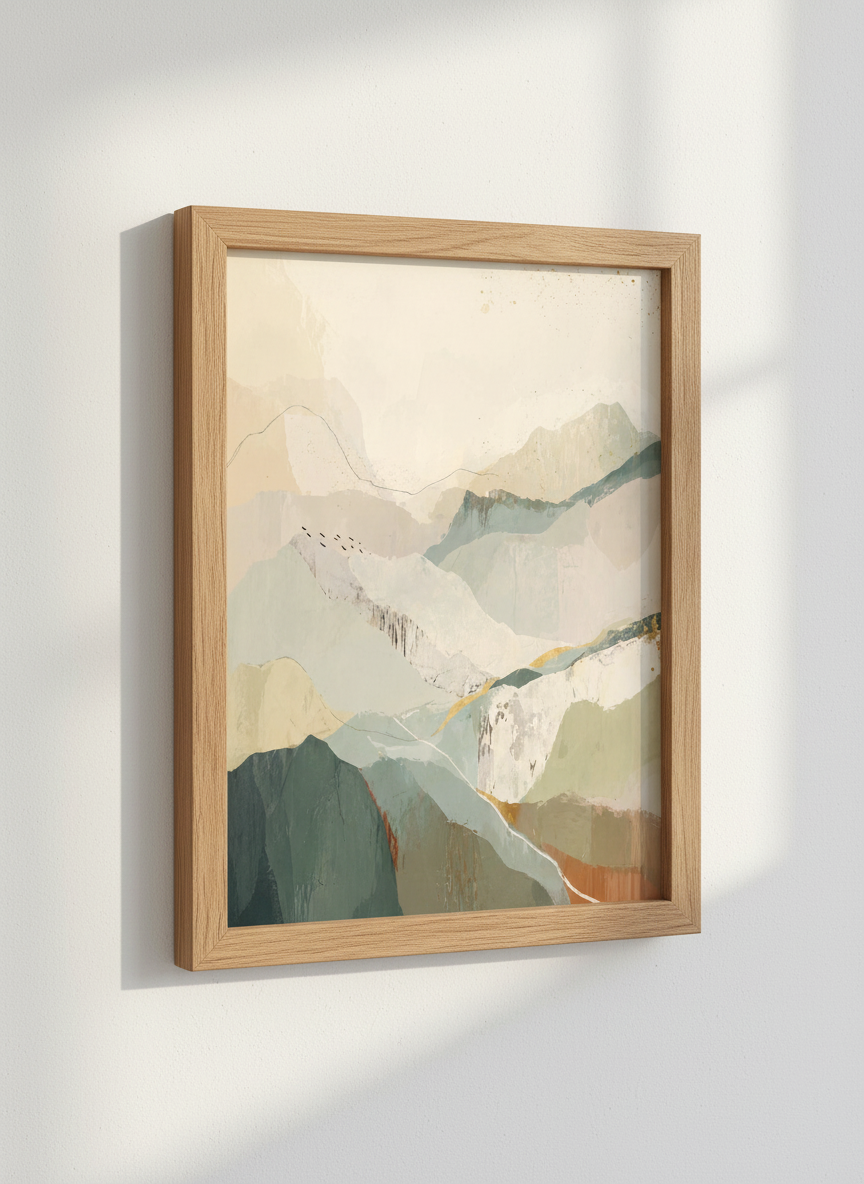 Abstract Mountain Art Print | Earth Tone Landscape, Nature Wall Decor