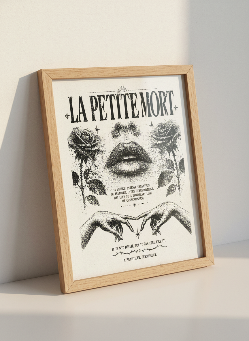 La Petite Mort Art Print | Romantic Skull Rose Decor | Dark Academia Poster