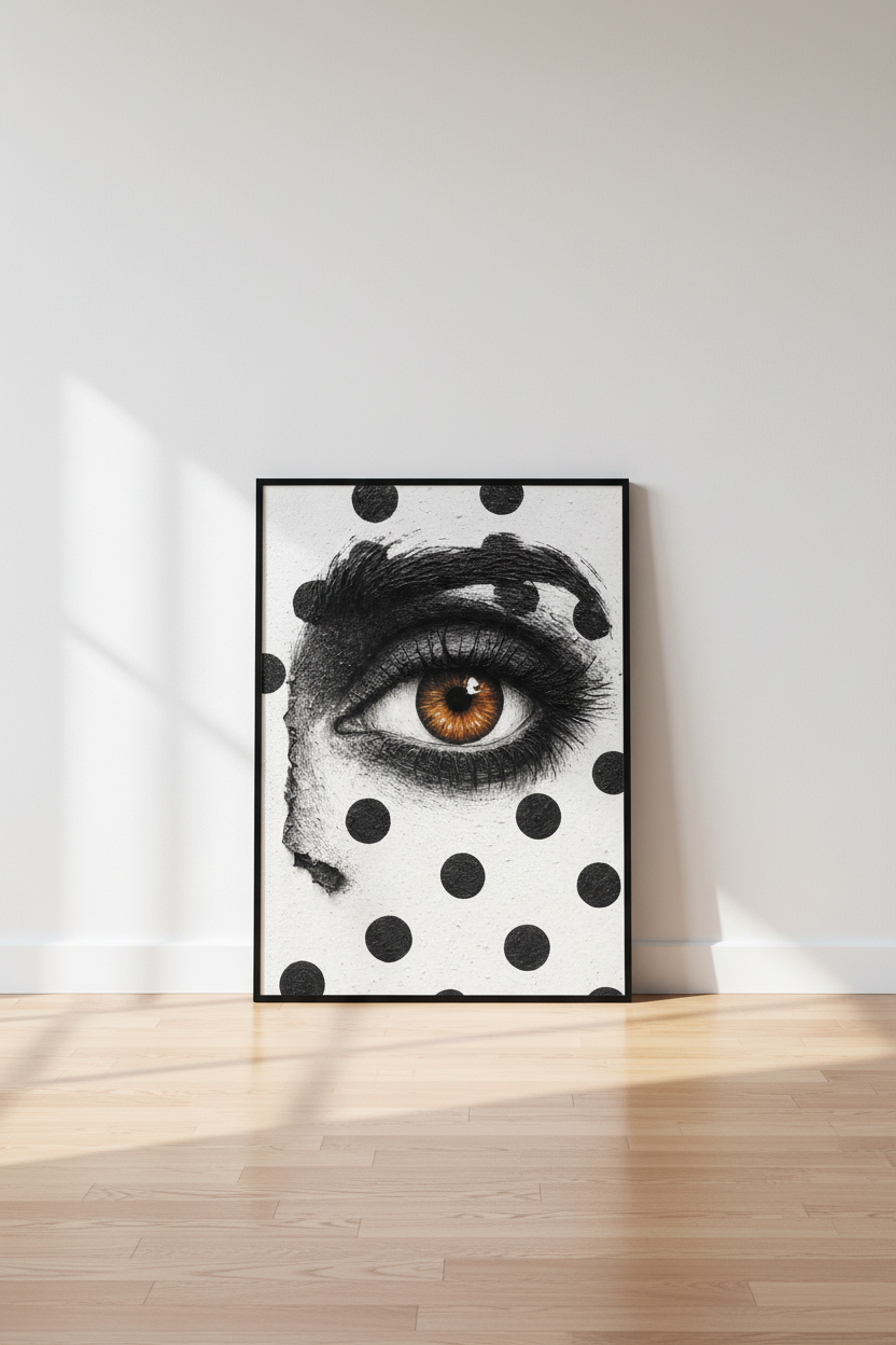 Abstract Eye Wall Art Print | Modern Office Decor | Polka Dot Framed Poster | Aesthetic Home Wall Art | Bedroom Art